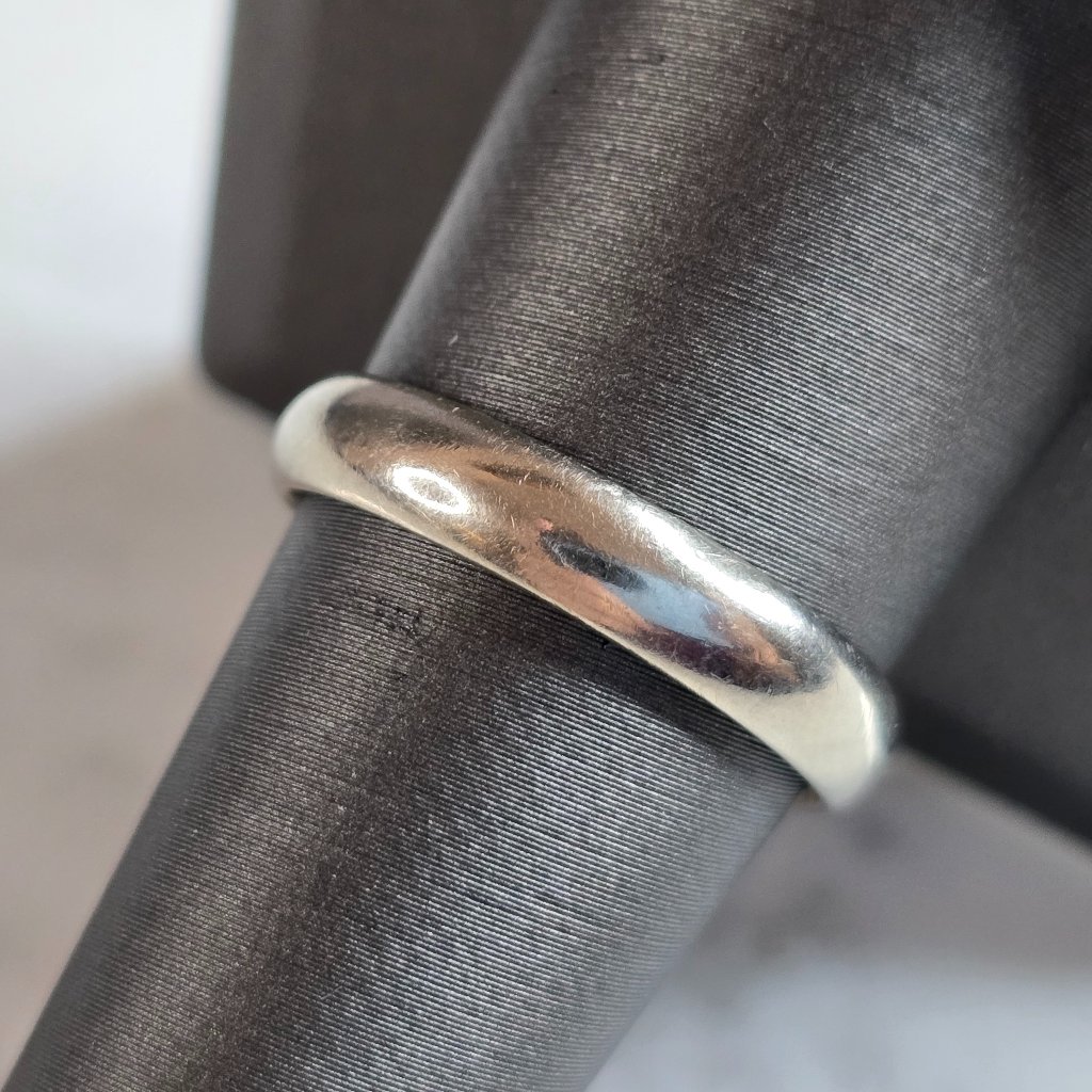 Mens Vintage Estate 10k White Gold Fg Band Wedding Ring 40g E7412